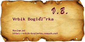 Vrbik Boglárka névjegykártya